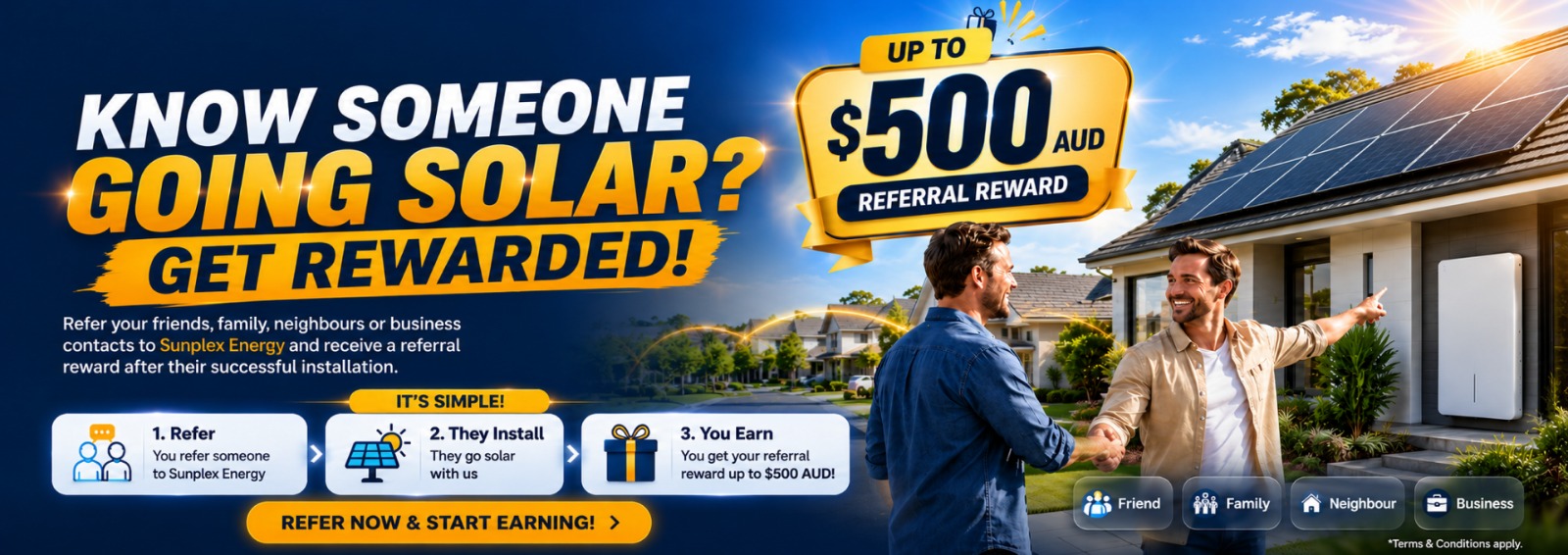 Know someone going solar? Get rewarded up to $500 AUD - Sunplex Energy referral program
